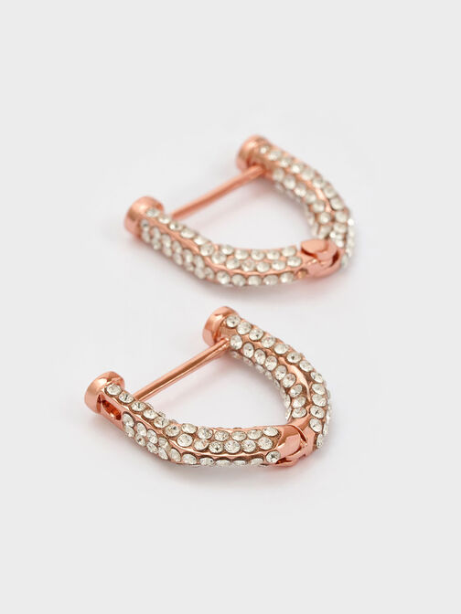 Gabine Swarovski Crystal Huggie Earrings, สีโรสโกลด์, hi-res