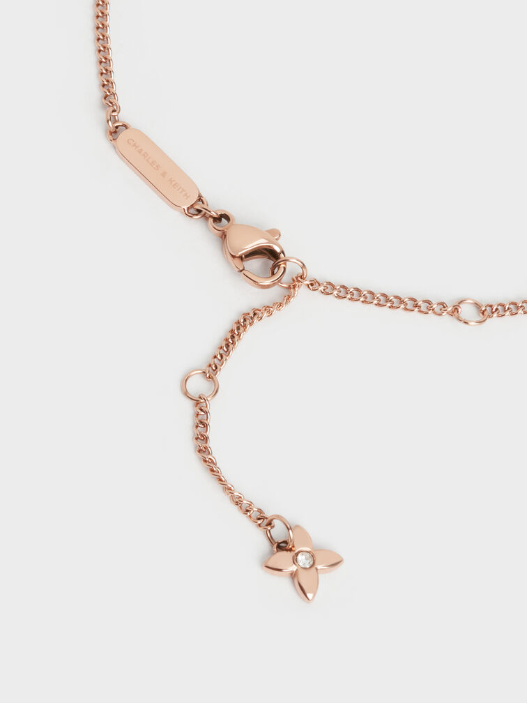 Felicity Flower-Motif Crystal Necklace, Rose Gold, hi-res