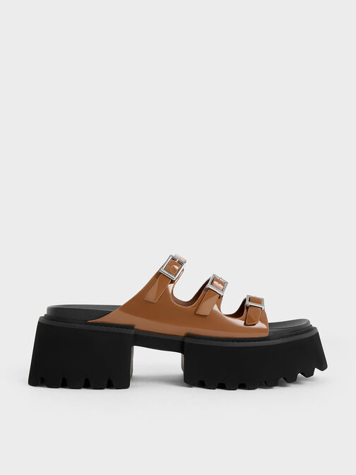 Nadine Patent Triple-Strap Platform Sandals, , hi-res