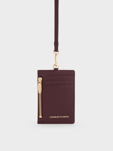Twilia Side-Zip Card Holder, Wineberry Red, hi-res