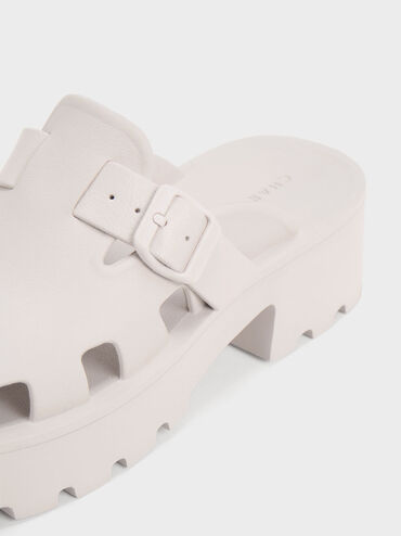 Mae Buckled Platform Mules, Nude, hi-res