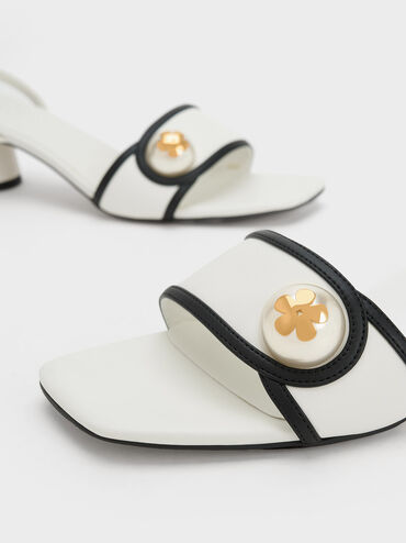 Pearl-Embellished Sandals, สีขาว, hi-res