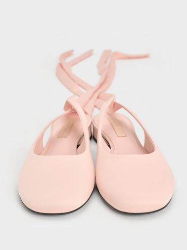Satin Tie-Around Ballet Flats, Light Pink, hi-res