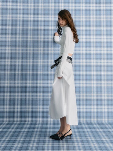 Satin Crystal-Embellished Mary Jane Pumps, Black Textured, hi-res