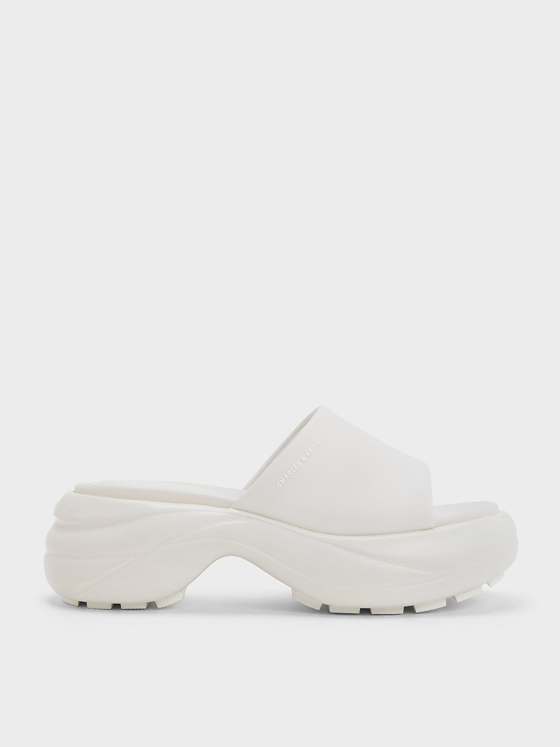 Wide Strap Curved Platform Sports Sandals White