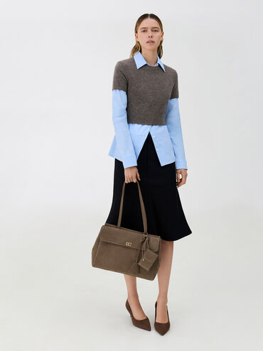 XL Apfra Quilted Tote Bag, Stone Grey, hi-res