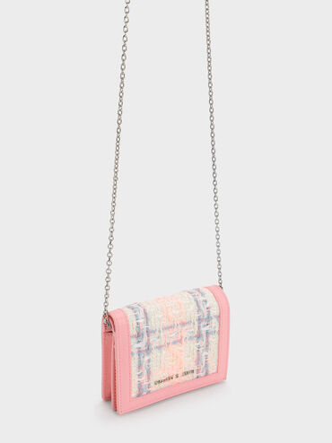 Micaela Tweed Card Holder, Pink, hi-res