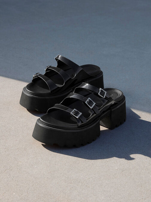 Nadine Patent Triple-Strap Platform Sandals, , hi-res