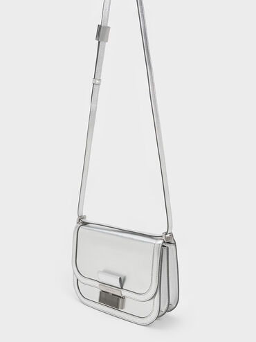 Metallic Charlot Bag, Silver, hi-res