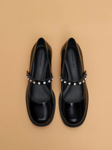 Gem-Encrusted Mary Janes, Black Boxed, hi-res