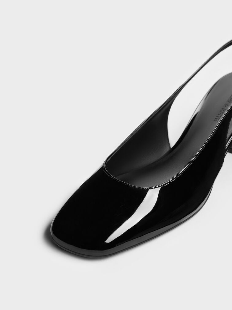 รองเท้ารัดส้นวัสดุหนังแก้วรุ่น Danni, หนังแก้วสีดำ, hi-res