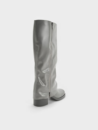 Louise Burnished Knee-High Boots, Light Grey, hi-res