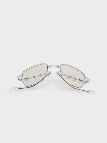 Paige Rectangular Sunglasses, Silver, hi-res