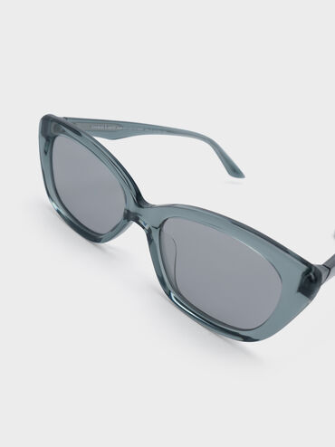 แว่นตากันแดดกรอบทรงตาแมววัสดุอะซิเตทรีไซเคิลรุ่น Maeva, สีทีล, hi-res