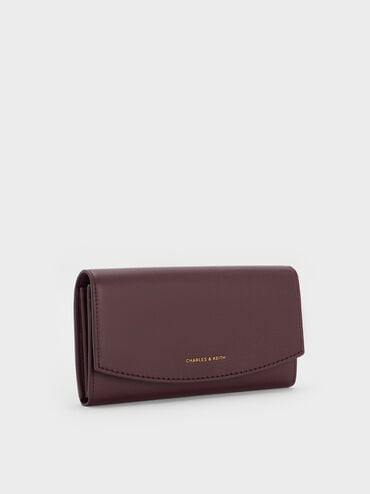 Briony Curved Flap Long Wallet, Wineberry Red, hi-res