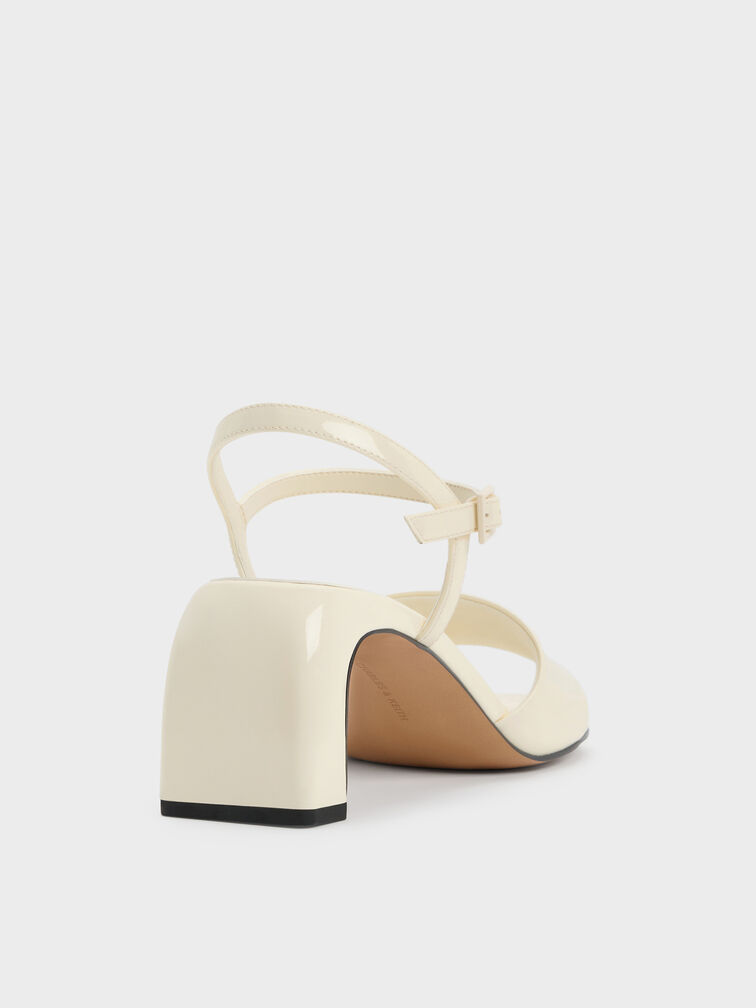 Patent Ankle-Strap Heeled Sandals, Butter, hi-res