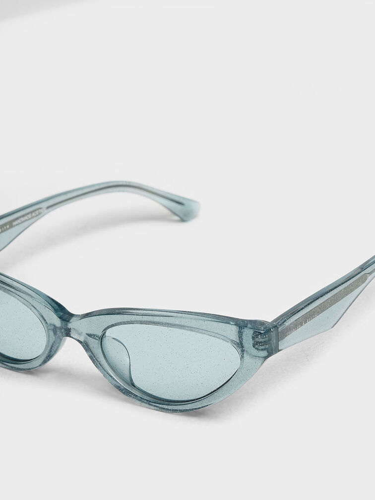 Acetate Oval Frame Sunglasses, สีทีล, hi-res