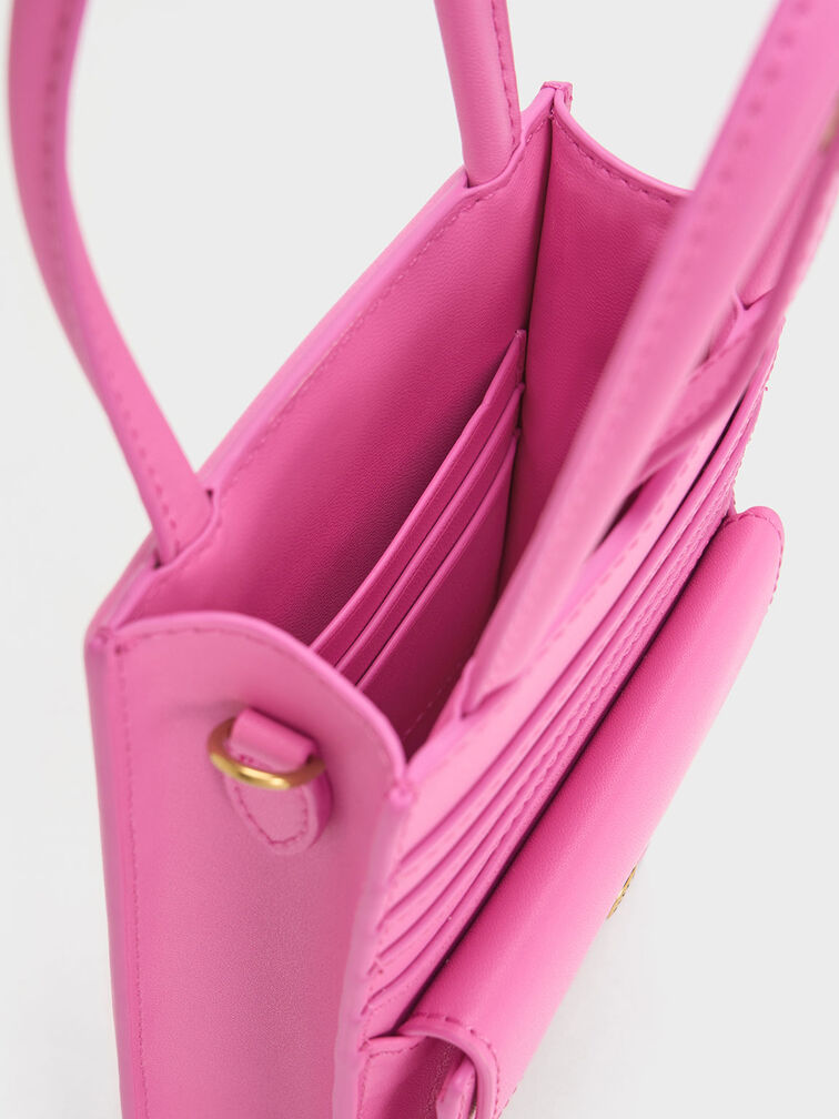 Este Belted Quilted Phone Pouch, Pink, hi-res