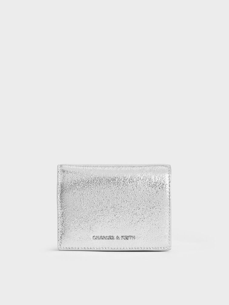 Cassia Metallic Card Holder, Silver, hi-res