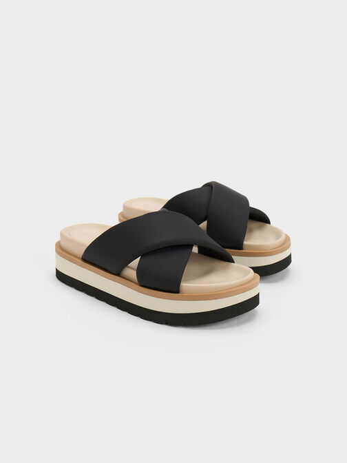 Crossover Platform Slide Sandals, , hi-res