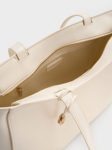 กระเป๋าโท้ทดีเทลมีมิติรุ่น Augustine, สีครีม, hi-res