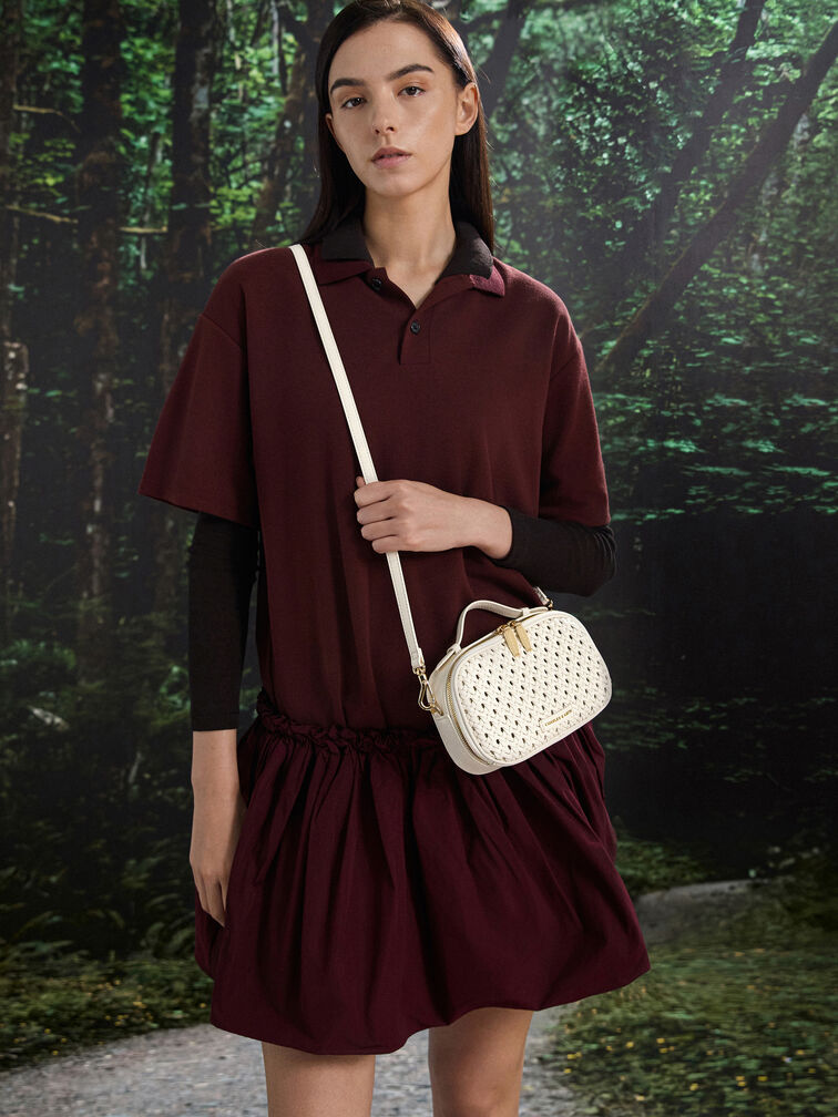 Azure Woven Crossbody Bag, Cream, hi-res