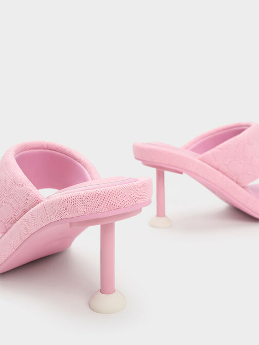 Noemi Knitted Spool Heel Sandals, สีชมพู, hi-res