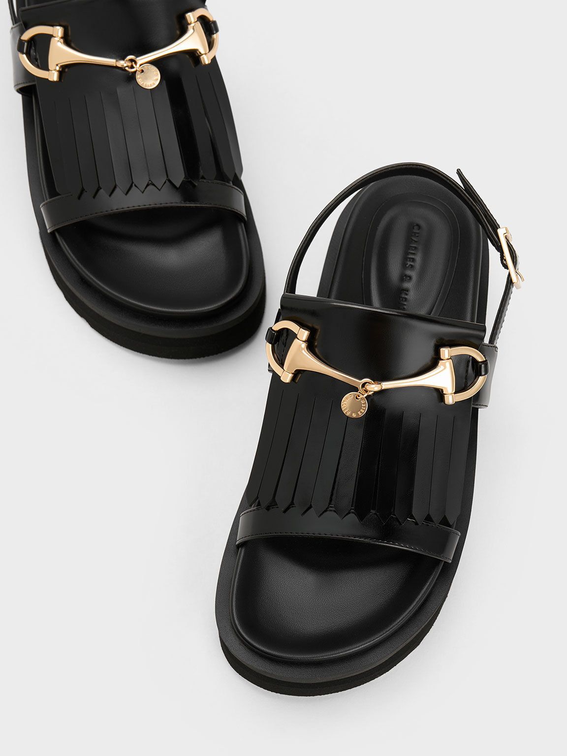 Leather shop fringe sandals