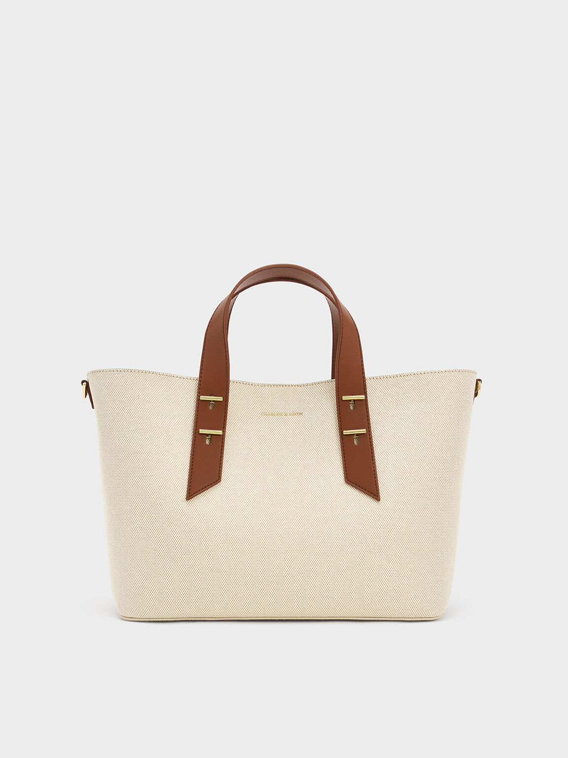 Chocolate Shania Canvas Tote Bag CHARLES KEITH TH