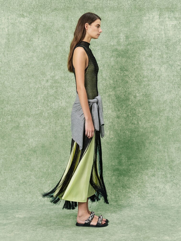 Tayari Leather Printed Double-Strap Sandals, Black, hi-res