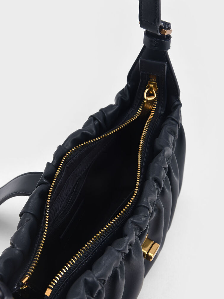Enya Ruched Turn-Lock Shoulder Bag, , hi-res