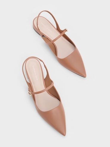 Slingback Mary Jane Flats, สีคาราเมล, hi-res