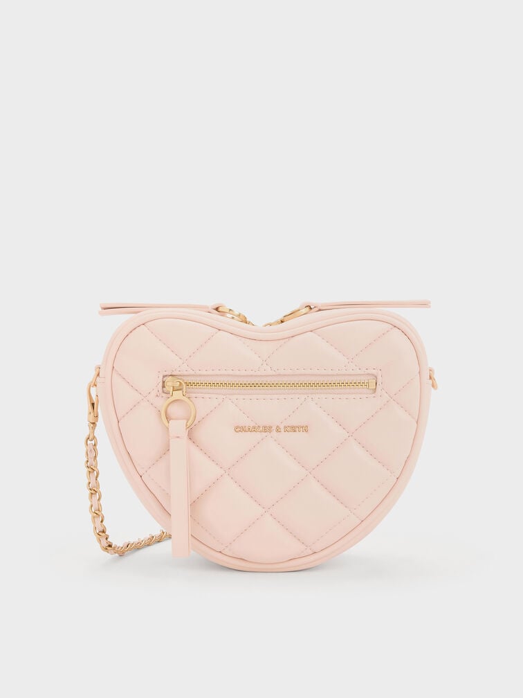 Paffuto Quilted Heart Crossbody Bag, Soft Pink, hi-res