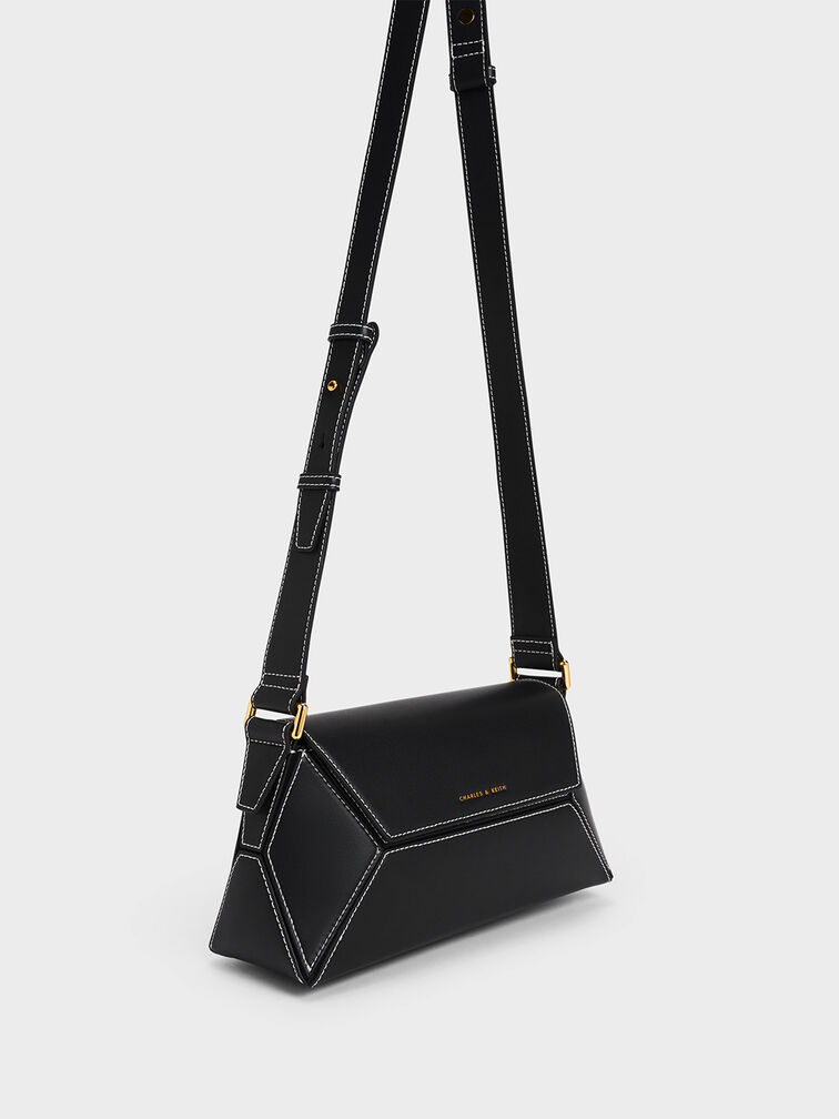 Black Nasrin Geometric Shoulder Bag - CHARLES & KEITH TH