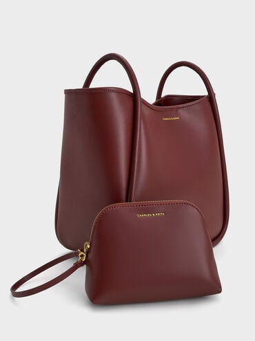 กระเป๋าโท้ทดีไซน์ทรงโค้งรุ่น Lyla, สีมัลเบอร์รี่พลัม, hi-res