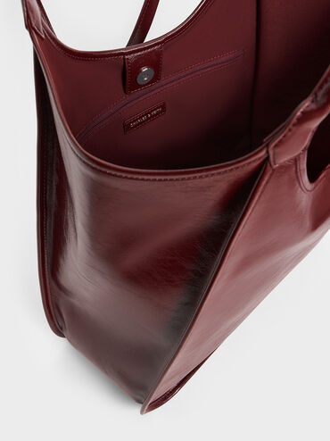 Sianna Crinkle-Effect Slouchy Tote Bag, Burgundy, hi-res