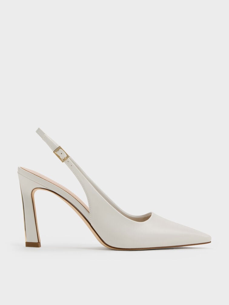 Kerra Pointed Slingback Pumps, White, hi-res