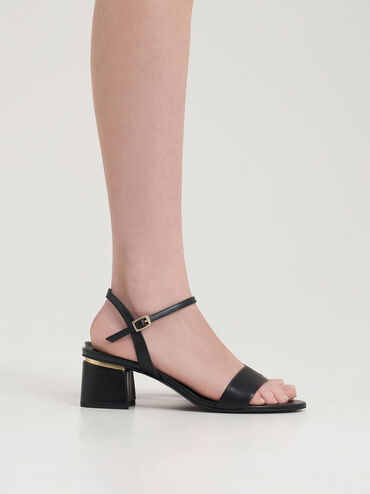 Open Toe Ankle Strap Block Heel Sandals, , hi-res