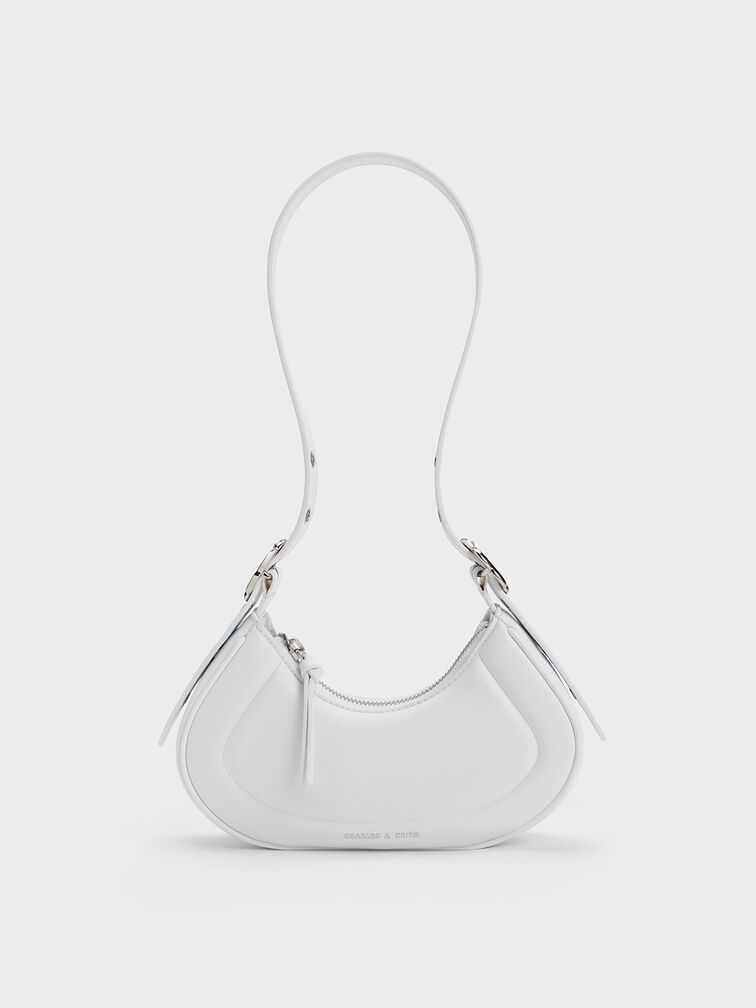 Petra Curved Shoulder Bag, สีขาว, hi-res