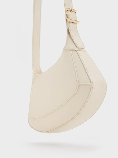 Metallic-Accent Curved Shoulder Bag, , hi-res