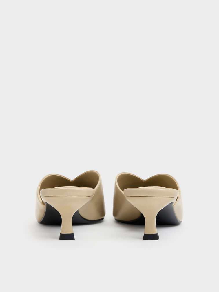 Contrast-Panel Bow Kitten Heels, Taupe, hi-res