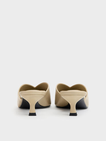 Contrast-Panel Bow Kitten Heels, Taupe, hi-res