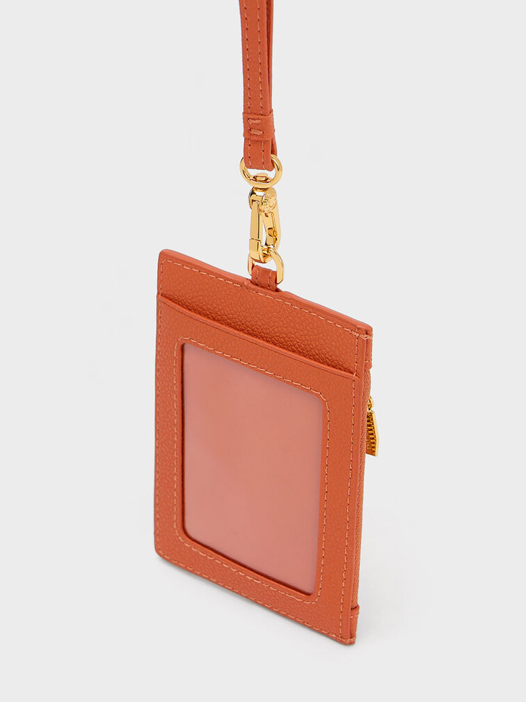 Side Zip Cardholder, สีส้ม, hi-res