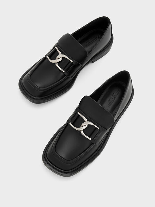 Gabine Leather Loafers, สีดำ, hi-res