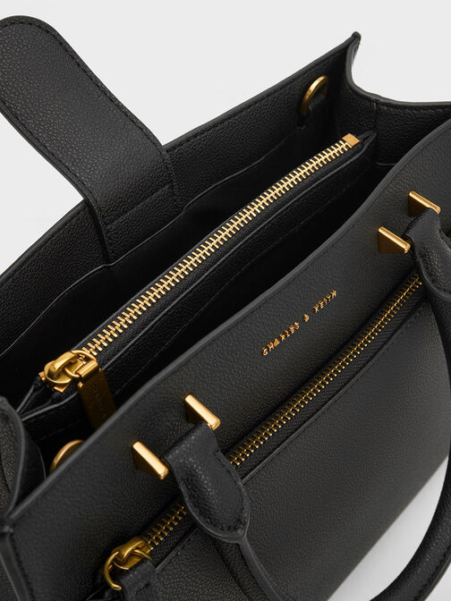กระเป๋าโท้ทแบบมีโครงรุ่น Anwen, สีดำ, hi-res