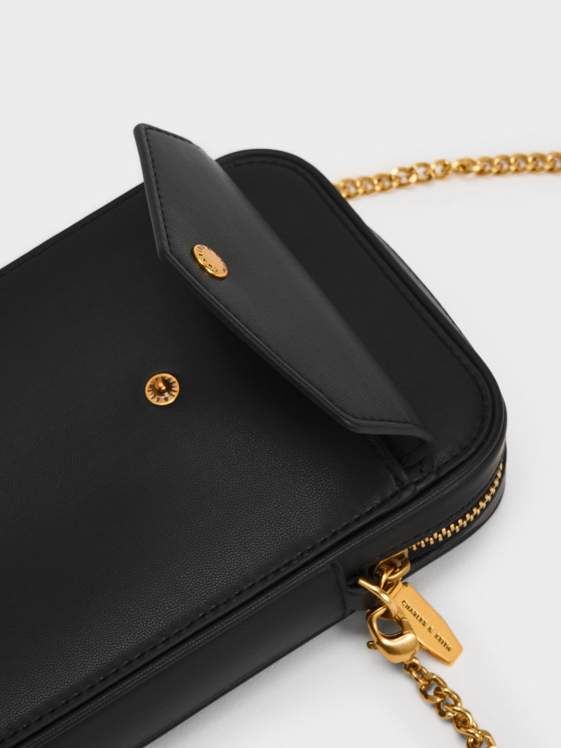 Black Bonnie Padded Phone Pouch CHARLES KEITH TH