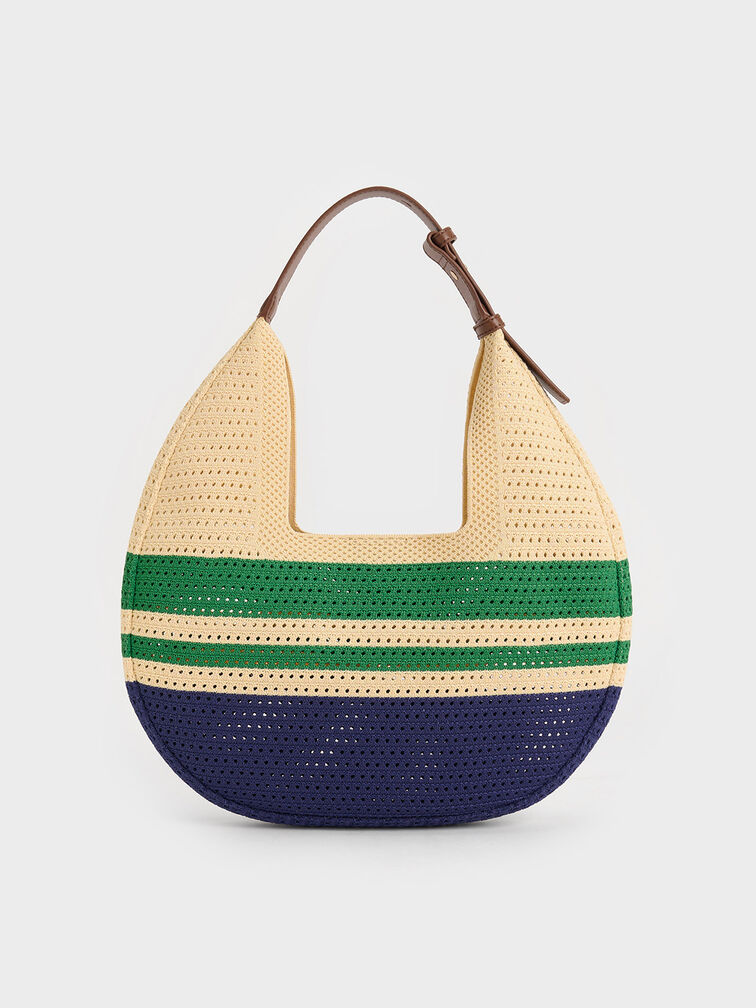 Ida Knitted Striped Hobo Bag, Multi, hi-res
