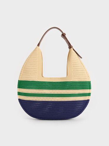 Ida Knitted Striped Hobo Bag, Multi, hi-res