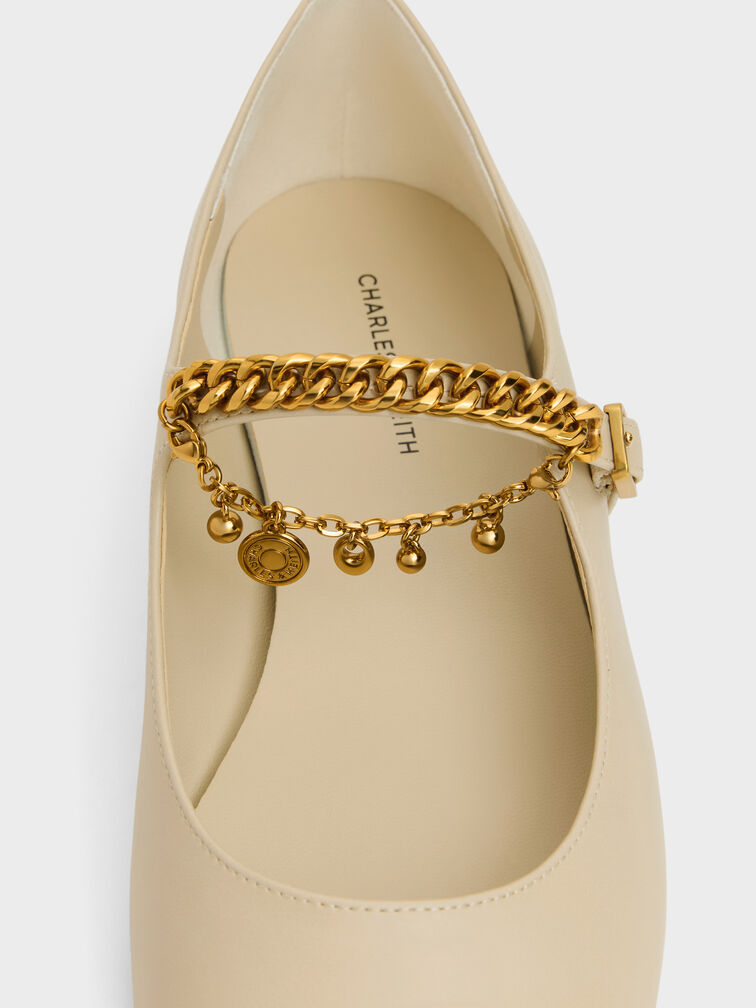 Double-Chain Charm Mary Jane Flats, Chalk, hi-res