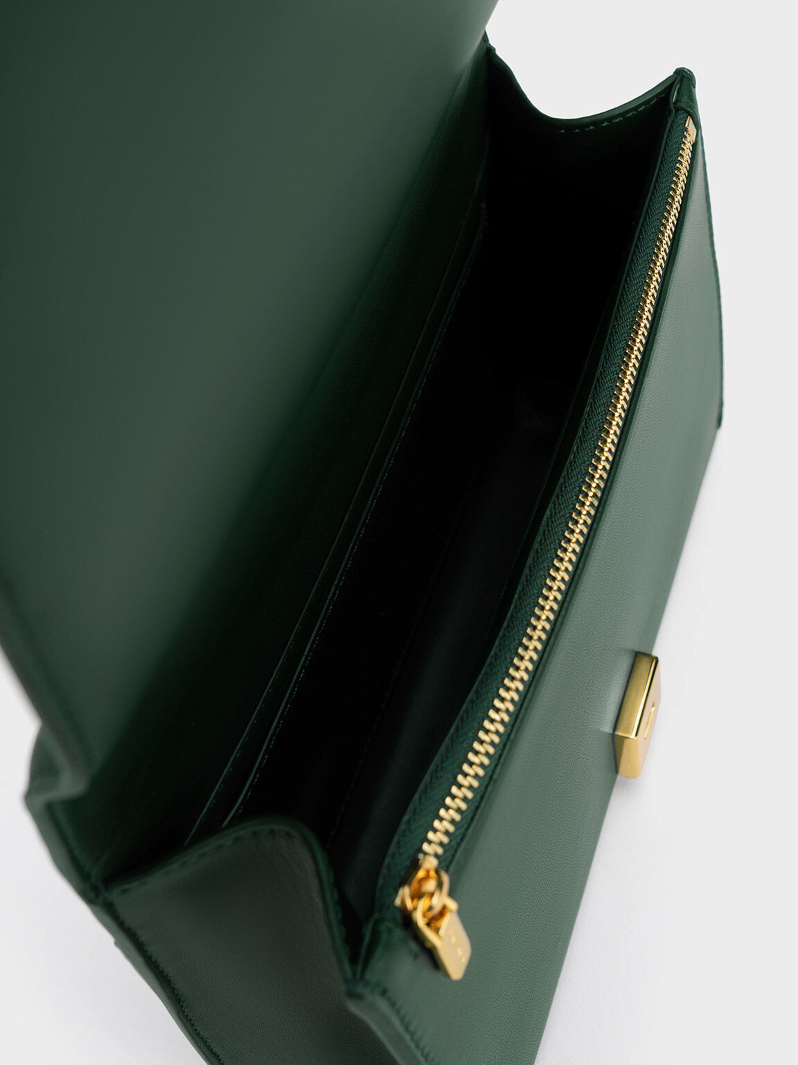 Dark Green Georgette Chain Handle Bag CHARLES KEITH TH